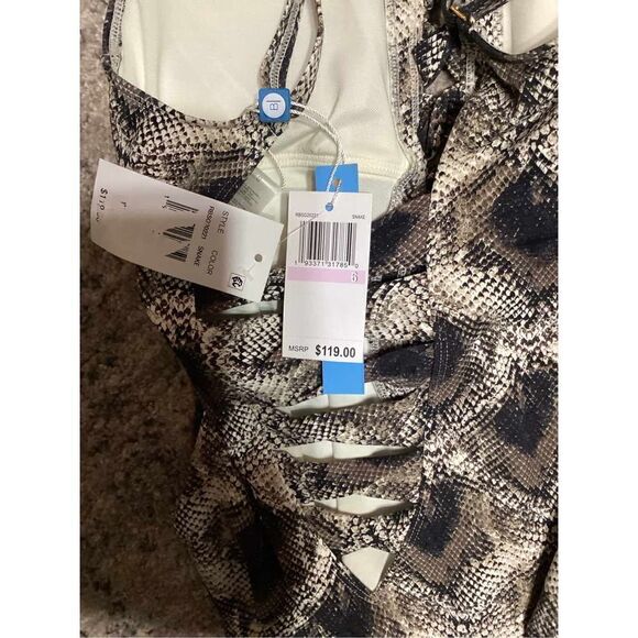 New. BLEU Rod Beattie snake print plunge swimsuit. Size 6. Retails $119 - Picture 7 of 7
